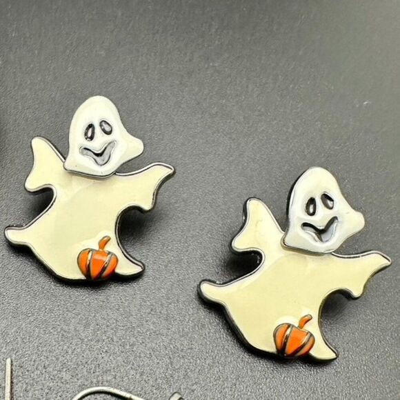 Fall Halloween Ghost & Pumpkin Jackolantern Earrings - lot bundle set - Picture 4 of 5